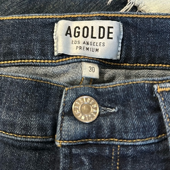 Agolde Sophie High Rise Skinny Crop Jeans in Reverb Raw Hem Size 30 - Picture 9 of 12